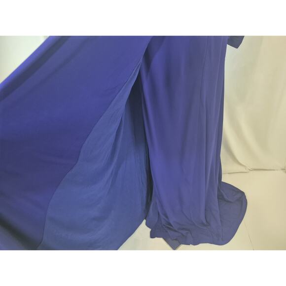 New w/Tags REISS Bailey-Jersey Cobalt Blue Plunge Neck Maxi Dress US 6 RT $475 - Picture 7 of 14